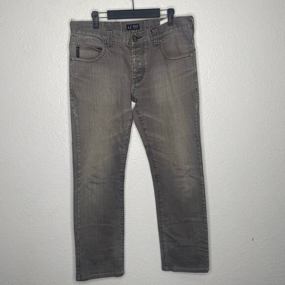 AJ Armani Jeans Mens Jeans Size 32 Light Gray Comfort Fit Denim Straight Leg
